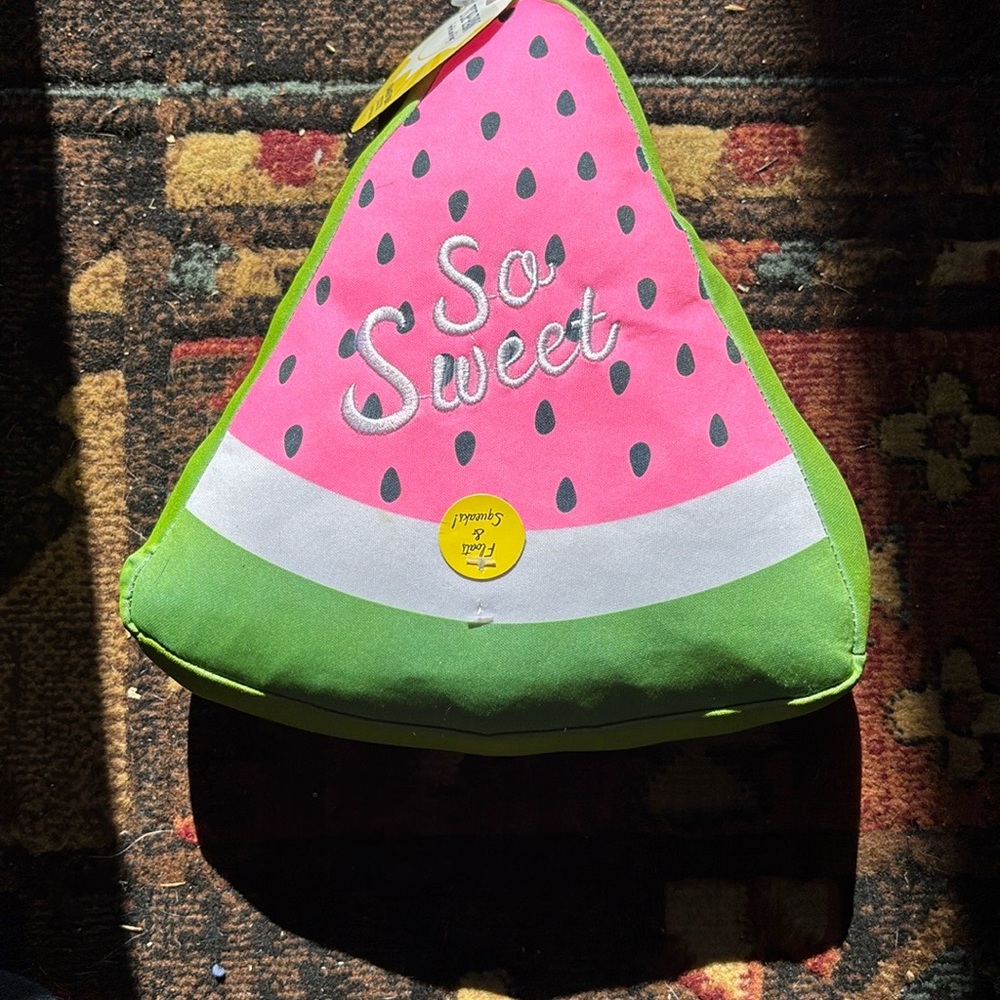 Watermelon Slice Pillow with 'So Sweet' Embroidery